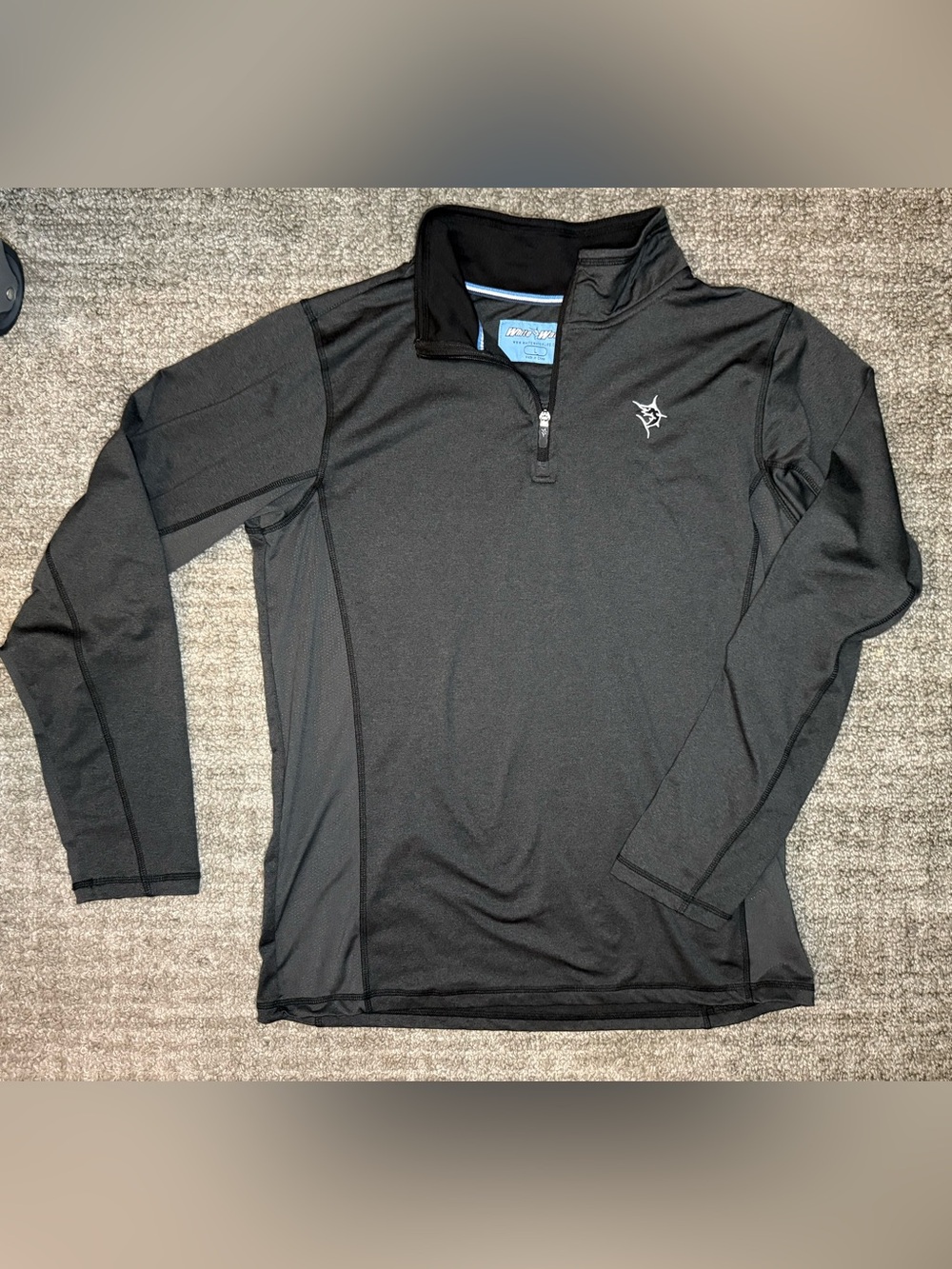 Men's Black Quarter-Zip Performance Pullover with Subtle Logo